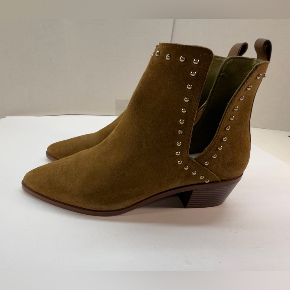 Stradivarius Boots Womens Size 41 Beige Ankle Beaded Pointed Toe Chunky Heel